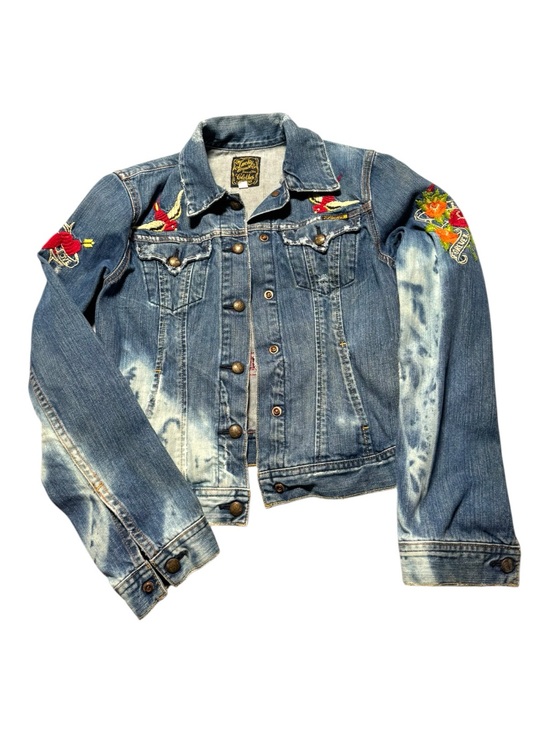 Lucky Brand Jackets & Blazers - Y2K VTG Lucky Brand Womens Small Denim Jacket Embroidered Acid Hippie Boho